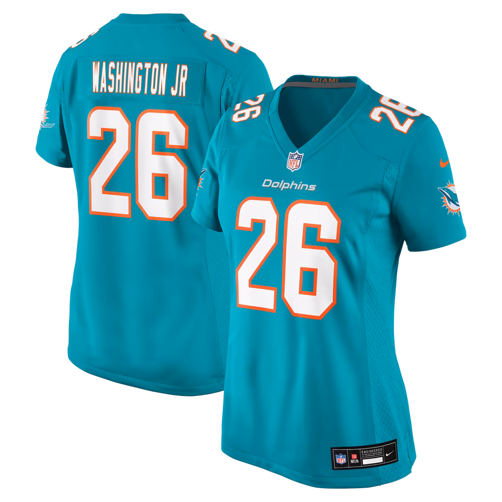 Women's Miami Dolphins Carlos Washington Jr. Nike Aqua Team Game Jersey