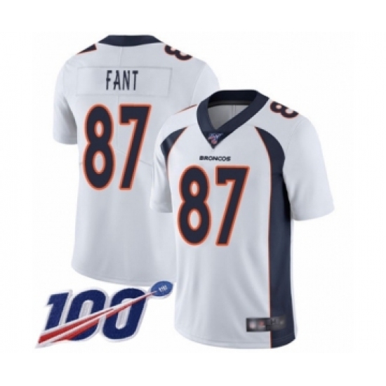 Men's Denver Broncos #87 Noah Fant White Vapor Untouchable Limited Player 100th Season Football Jersey - Ujersey