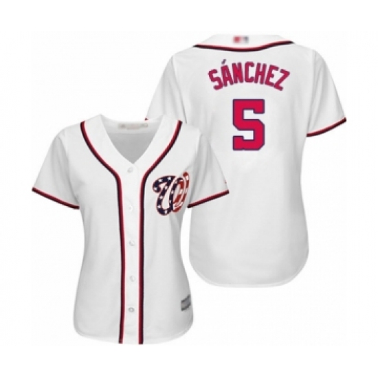 Women's Washington Nationals #5 Adrian Sanchez Authentic White Home Cool Base Baseball Player Jersey - Ujersey