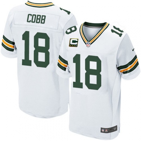Men's Nike Green Bay Packers #18 Randall Cobb Elite White C Patch NFL Jersey - Ujersey