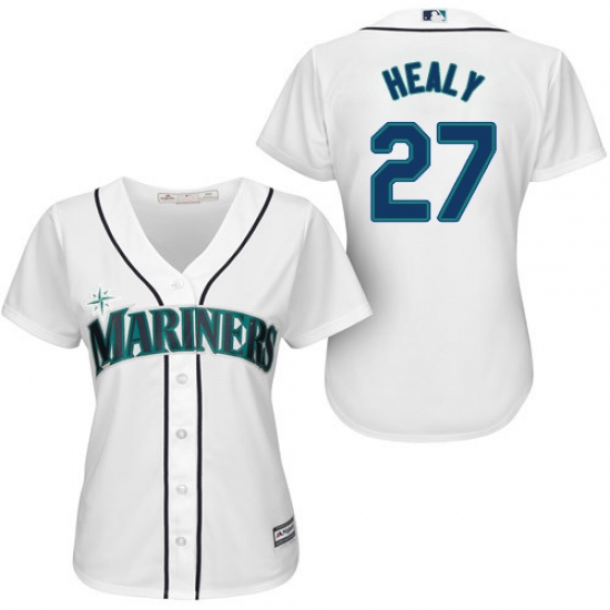 Women's Majestic Seattle Mariners #27 Ryon Healy Authentic White Home Cool Base MLB Jersey - Ujersey
