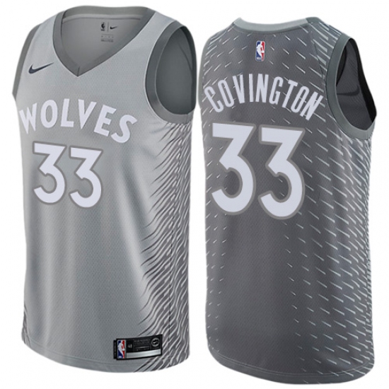 Men's Nike Minnesota Timberwolves #33 Robert Covington Swingman Gray NBA Jersey - City Edition - Ujersey