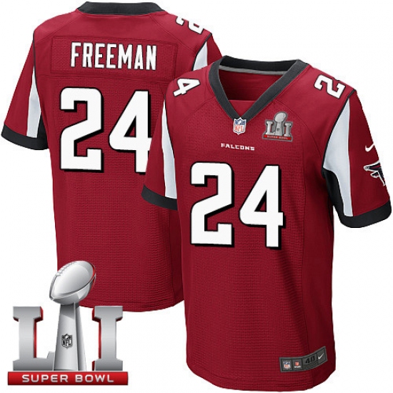 Men's Nike Atlanta Falcons #24 Devonta Freeman Elite Red Team Color Super Bowl LI 51 NFL Jersey - Ujersey