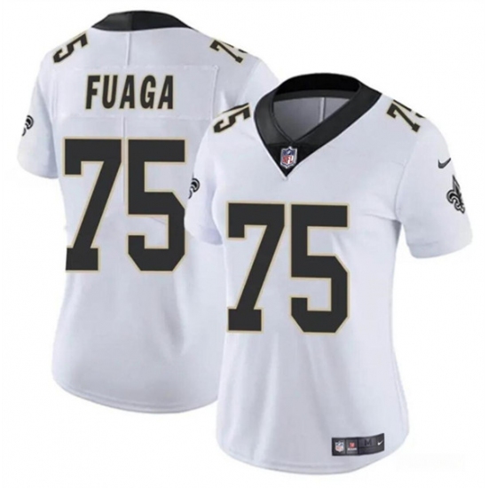 Women's New Orleans Saints #75 Taliese Fuaga White 2024 Draft Vapor Stitched Game Jersey(Run Small) - Ujersey