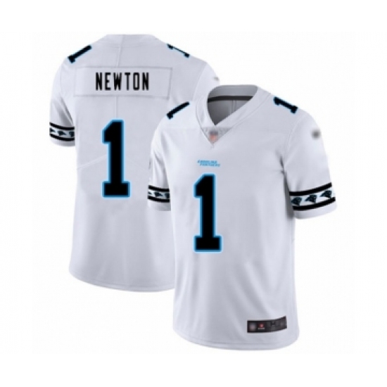 Men's Carolina Panthers #1 Cam Newton White Team Logo Fashion Limited Football Jersey - Ujersey