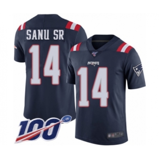 Youth New England Patriots #14 Mohamed Sanu Sr Limited Navy Blue Rush Vapor Untouchable 100th Season Football Jersey - Ujersey