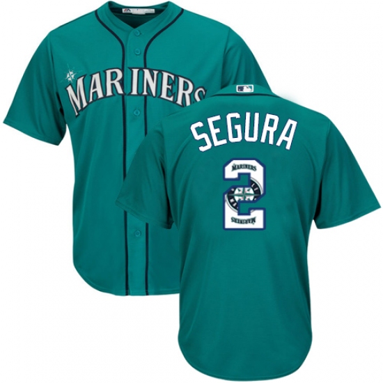 Men's Majestic Seattle Mariners #2 Jean Segura Authentic Teal Green Team Logo Fashion Cool Base MLB Jersey - Ujersey