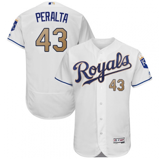 Men's Majestic Kansas City Royals #43 Wily Peralta White Flexbase Authentic Collection MLB Jersey - Ujersey