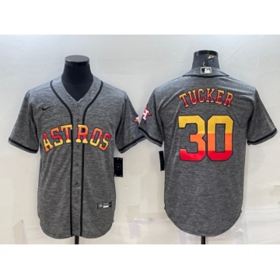 Men's Houston Astros #30 Kyle Tucker Grey With Cool Base Stitched Baseball Jersey - Ujersey