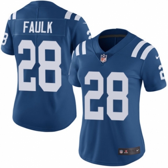 Women's Nike Indianapolis Colts #28 Marshall Faulk Royal Blue Team Color Vapor Untouchable Limited Player NFL Jersey - Ujersey