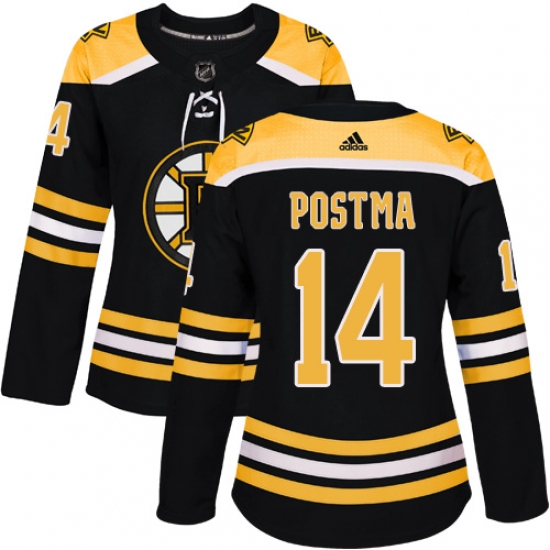 Women's Adidas Boston Bruins #14 Paul Postma Authentic Black Home NHL Jersey - Ujersey