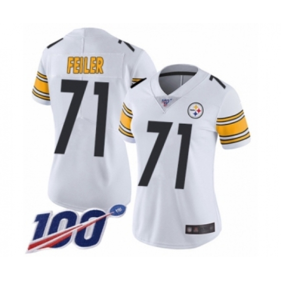 Women's Pittsburgh Steelers #71 Matt Feiler White Vapor Untouchable Limited Player 100th Season Football Jersey - Ujersey