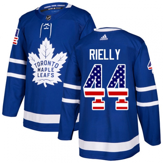 Men's Adidas Toronto Maple Leafs #44 Morgan Rielly Authentic Royal Blue USA Flag Fashion NHL Jersey - Ujersey