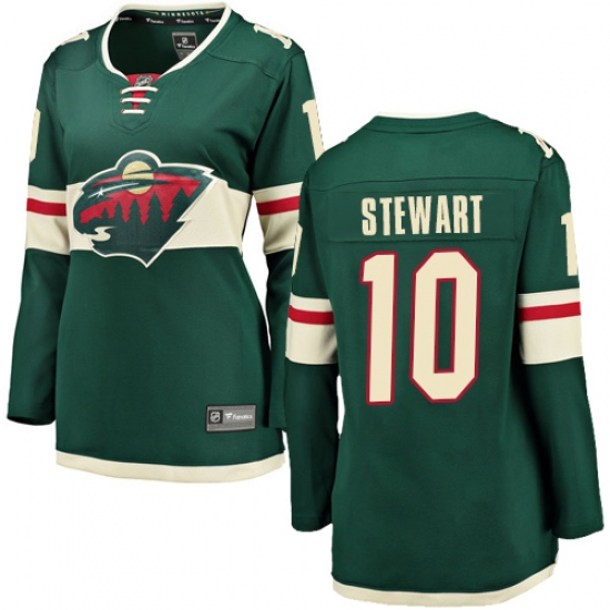 Women's Minnesota Wild #10 Chris Stewart Authentic Green Home Fanatics Branded Breakaway NHL Jersey - Ujersey