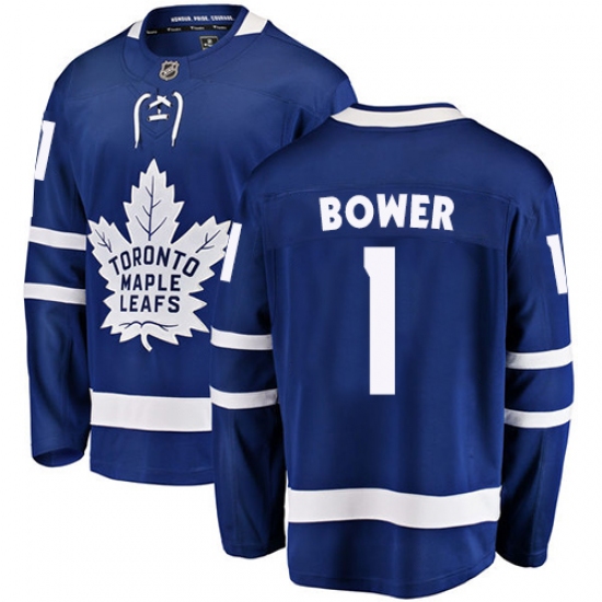 Youth Toronto Maple Leafs #1 Johnny Bower Fanatics Branded Royal Blue Home Breakaway NHL Jersey - Ujersey