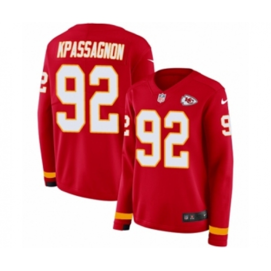 Women's Nike Kansas City Chiefs #92 Tanoh Kpassagnon Limited Red Therma Long Sleeve NFL Jersey - Ujersey