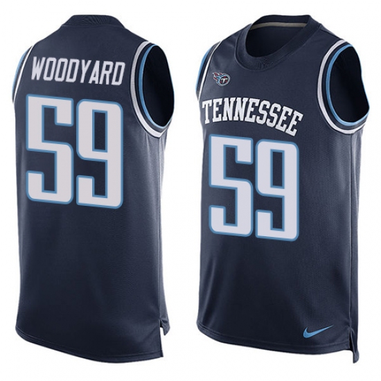 Men's Nike Tennessee Titans #59 Wesley Woodyard Limited Navy Blue Player Name & Number Tank Top NFL Jersey - Ujersey