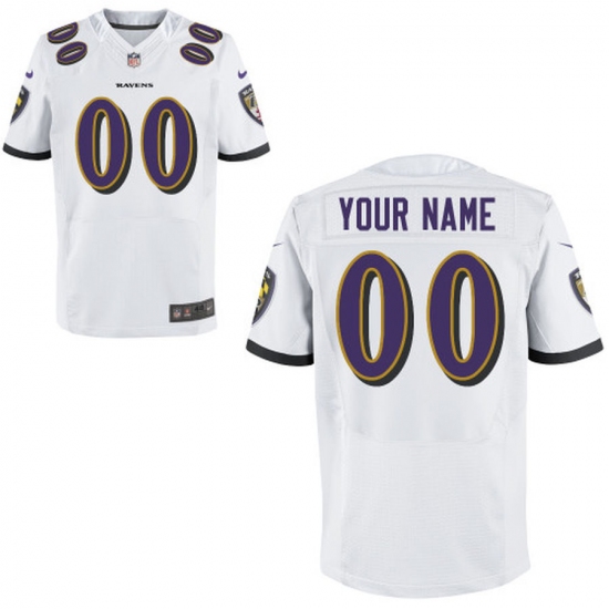 Mens Baltimore Ravens Nike White Custom Elite Jersey - Ujersey