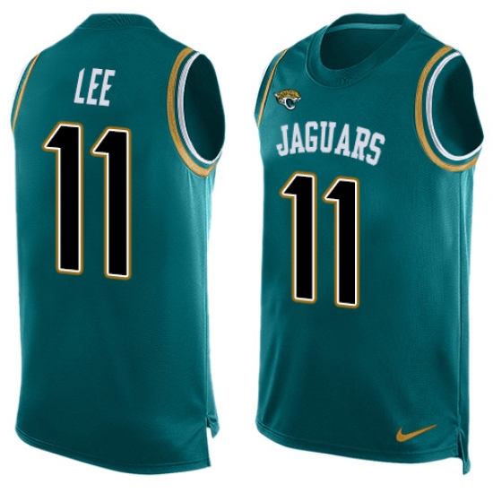 Men's Nike Jacksonville Jaguars #11 Marqise Lee Limited Teal Green Player Name & Number Tank Top NFL Jersey - Ujersey