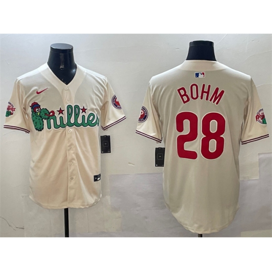 Men's Philadelphia Phillies #28 Alec Bohm Cream Phanatic Limited Stitched Jersey - Ujersey