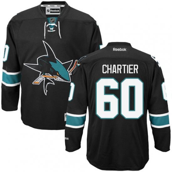 Women's Reebok San Jose Sharks #60 Rourke Chartier Premier Black Third NHL Jersey - Ujersey