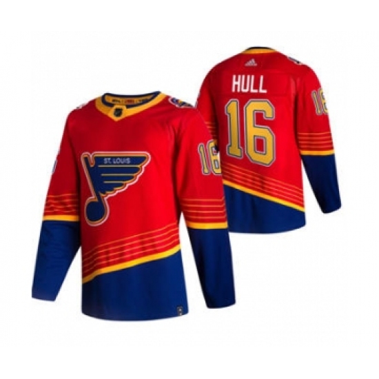 Men's St. Louis Blues #16 Brett Hull Red 2020-21 Reverse Retro Alternate Hockey Jersey - Ujersey