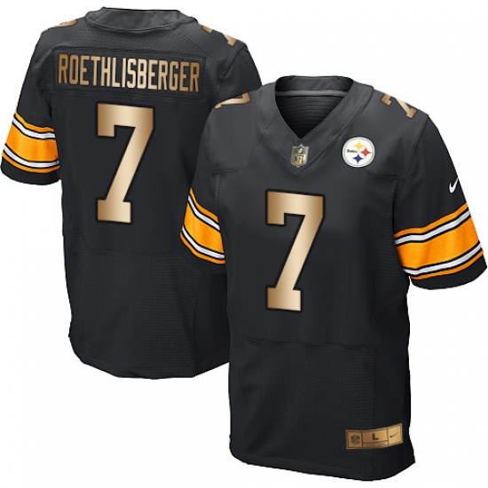 Men's Nike Pittsburgh Steelers #7 Ben Roethlisberger Elite Black/Gold Team Color NFL Jersey - Ujersey