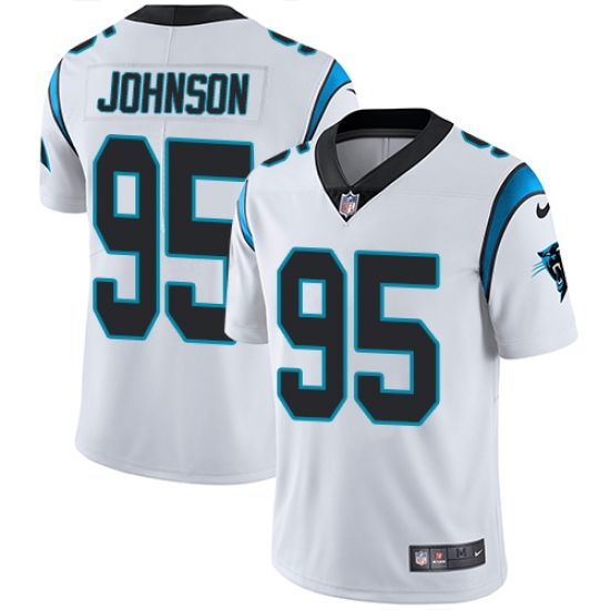 Youth Nike Carolina Panthers #95 Charles Johnson White Vapor Untouchable Limited Player NFL Jersey - Ujersey