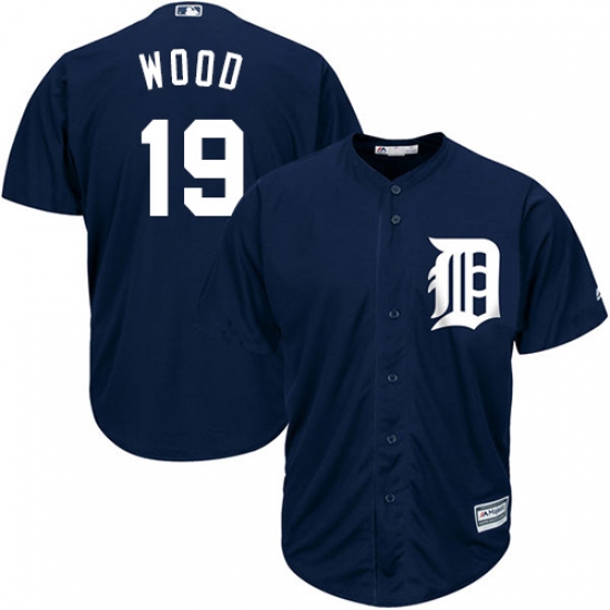 Men's Majestic Detroit Tigers #19 Travis Wood Replica Navy Blue Alternate Cool Base MLB Jersey - Ujersey