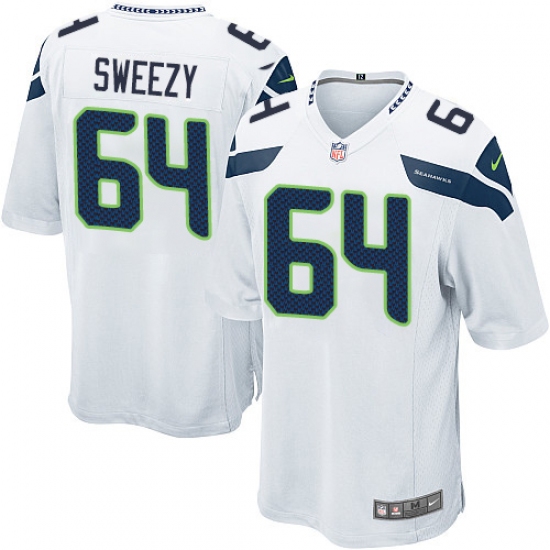 Men's Nike Seattle Seahawks #64 J.R. Sweezy Game White NFL Jersey - Ujersey