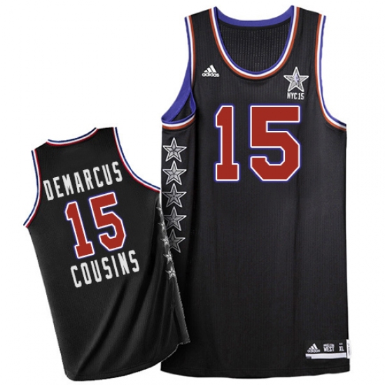 Men's Adidas Sacramento Kings #15 DeMarcus Cousins Swingman Black 2015 All Star NBA Jersey - Ujersey