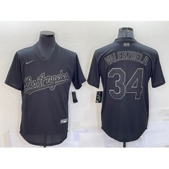 Men's Los Angeles Dodgers #34 Fernando Valenzuela Black Pullover Turn Back The Clock Stitched Cool Base Jersey - Ujersey