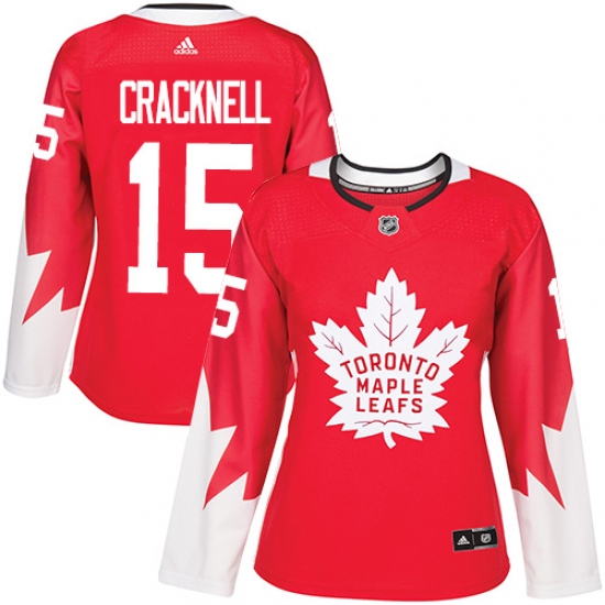 Women's Adidas Toronto Maple Leafs #15 Adam Cracknell Authentic Red Alternate NHL Jersey - Ujersey