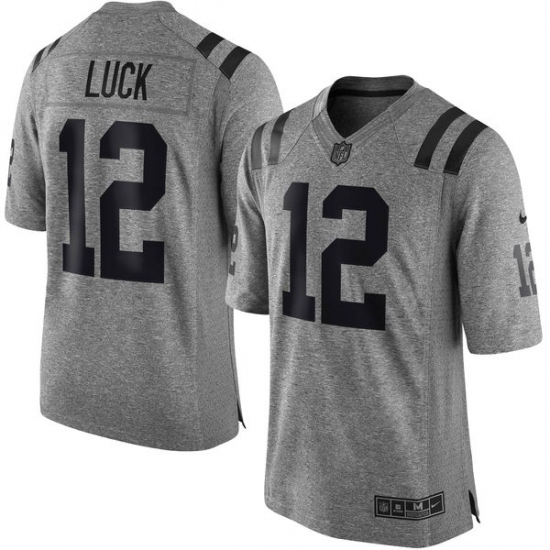 Men's Nike Indianapolis Colts #12 Andrew Luck Limited Gray Gridiron NFL Jersey - Ujersey