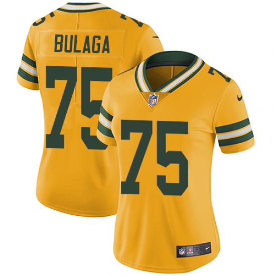 Women's Nike Green Bay Packers #75 Bryan Bulaga Limited Gold Rush Vapor Untouchable NFL Jersey - Ujersey
