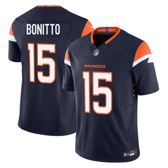 Men's Denver Broncos #15 Nik Bonitto Navy F.U.S.E. Vapor Limited Football Stitched Jersey - Ujersey