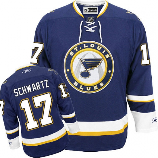 Men's Reebok St. Louis Blues #17 Jaden Schwartz Authentic Navy Blue Third NHL Jersey - Ujersey