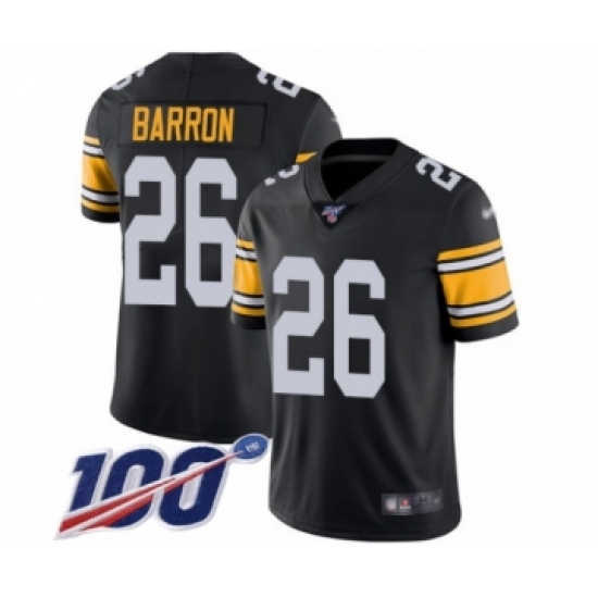 Men's Pittsburgh Steelers #26 Mark Barron Black Alternate Vapor Untouchable Limited Player 100th Season Football Jersey - Ujersey