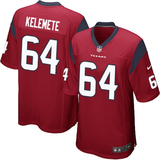Men's Nike Houston Texans #64 Senio Kelemete Game Red Alternate NFL Jersey - Ujersey
