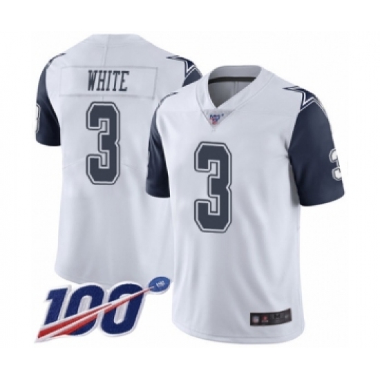 Men's Dallas Cowboys #3 Mike White Limited White Rush Vapor Untouchable 100th Season Football Jersey - Ujersey