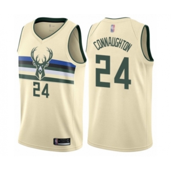 Women's Milwaukee Bucks #24 Pat Connaughton Swingman Cream Basketball Jersey - City Edition - Ujersey