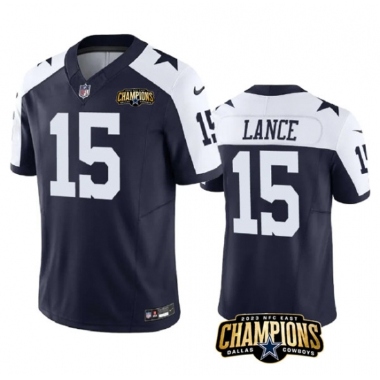 Men's Dallas Cowboys #15 Trey Lance Navy White 2023 F.U.S.E. NFC East Champions Football Stitched Jersey - Ujersey