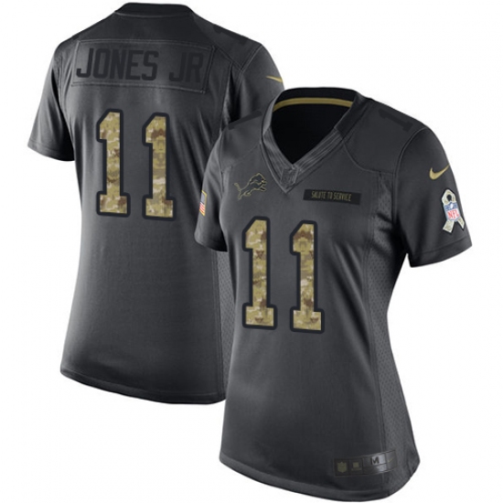 Women's Nike Detroit Lions #11 Marvin Jones Jr Limited Black 2016 Salute to Service NFL Jersey - Ujersey