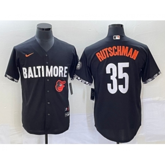 Men's Baltimore Orioles #35 Adley Rutschman Black 2023 City Connect Cool Base Stitched Jersey - Ujersey