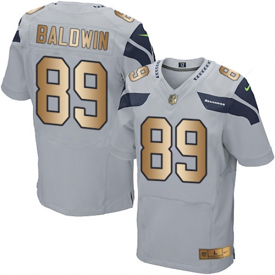 Men's Nike Seattle Seahawks #89 Doug Baldwin Elite Grey/Gold Alternate NFL Jersey - Ujersey