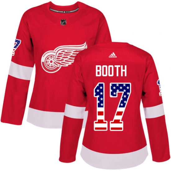 Women's Adidas Detroit Red Wings #17 David Booth Authentic Red USA Flag Fashion NHL Jersey - Ujersey