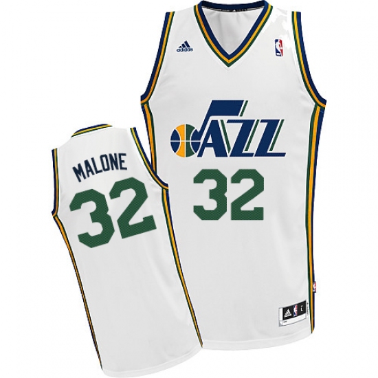 Men's Adidas Utah Jazz #32 Karl Malone Swingman White Home NBA Jersey - Ujersey