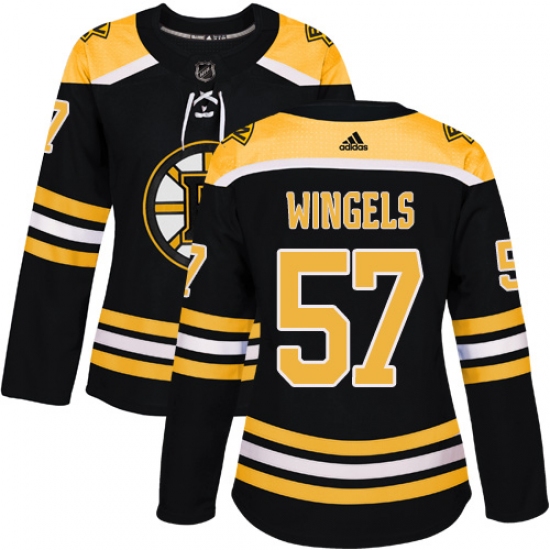 Women's Adidas Boston Bruins #57 Tommy Wingels Authentic Black Home NHL Jersey - Ujersey