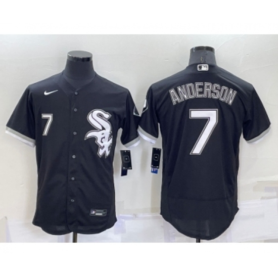 Men's Chicago White Sox #7 Tim Anderson Number Black Stitched MLB Flex Base Nike Jersey - Ujersey