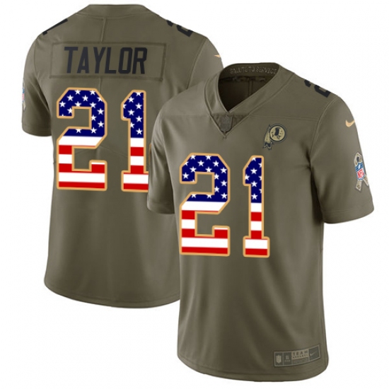 Youth Nike Washington Redskins #21 Sean Taylor Limited Olive/USA Flag 2017 Salute to Service NFL Jersey